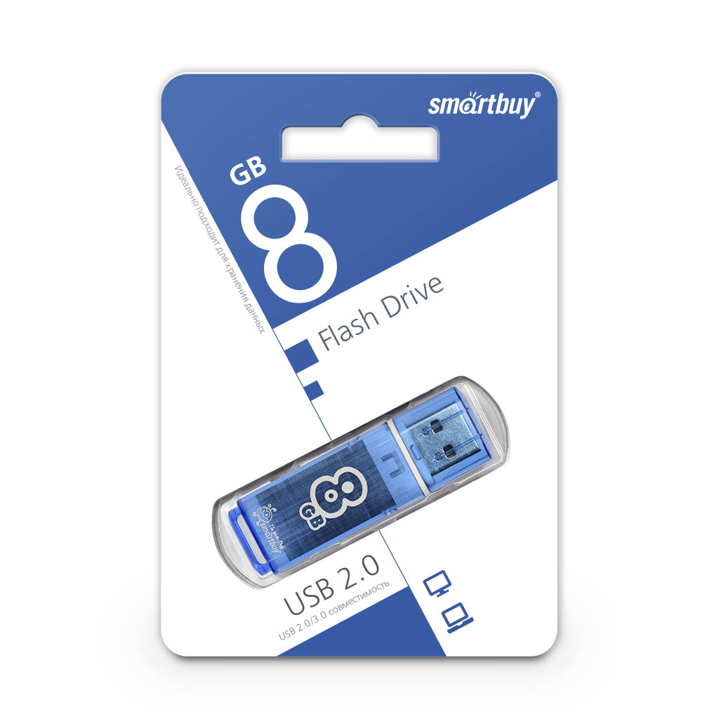 Флэш-диск Smart Buy 8Gb Glossy series Blue