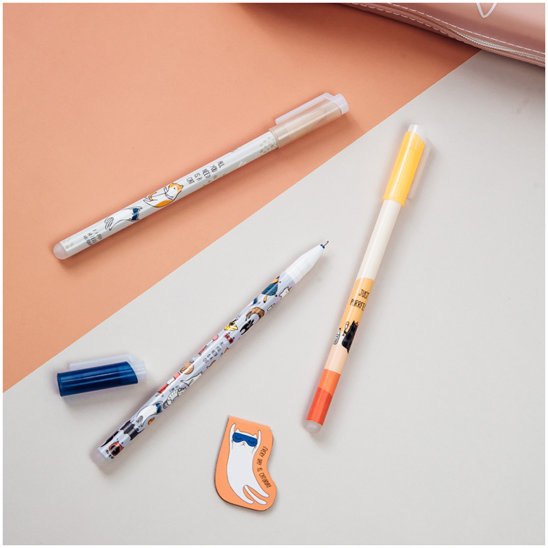 Ручка гелевая стираемая MESHU "Meow", синяя, 0,5мм, корпус ассорти