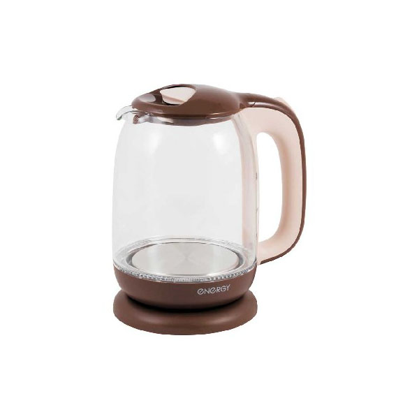 Чайник ENERGY E-281 коричневый (1,7л,диск) стекло, Мощность 1850-2200 Вт 