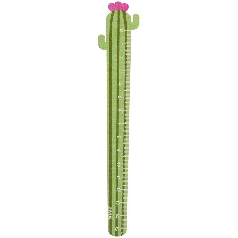 Линейка 15см деревянная MESHU "Cactus", ассорти, европодвес