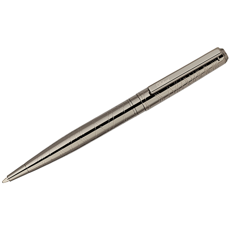 Ручка шариковая Delucci "Mistico", синяя, 1,0мм, корпус оружейный металл, поворотн., подар.уп.