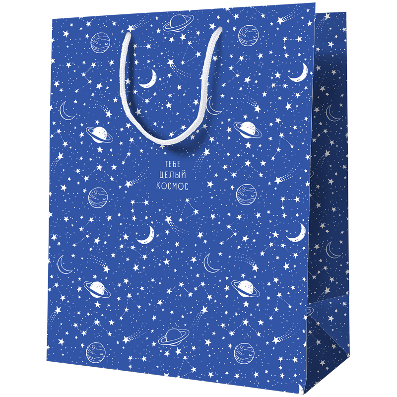 Пакет подарочный 11*14*6,5см ArtSpace "Planets and stars", ламинированный