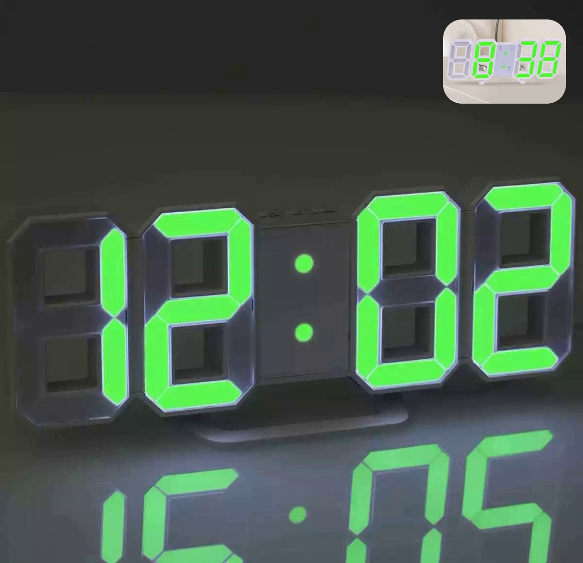 Perfeo LED часы-будильник "LUMINOUS 2", белый корпус / зеленая подсветка