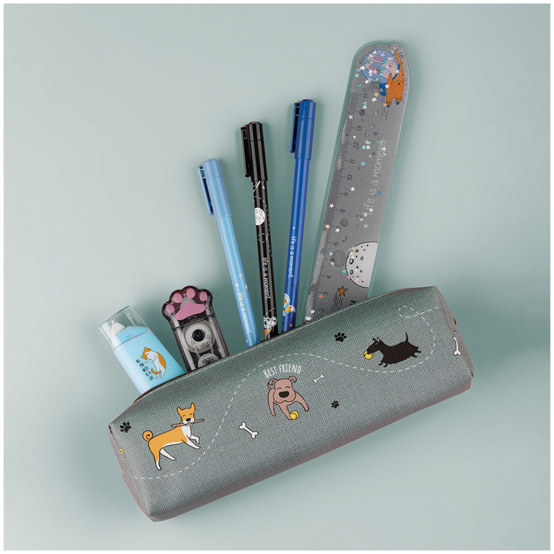 Пенал мягкий 200*55*40 MESHU "Best friends", искусственная кожа