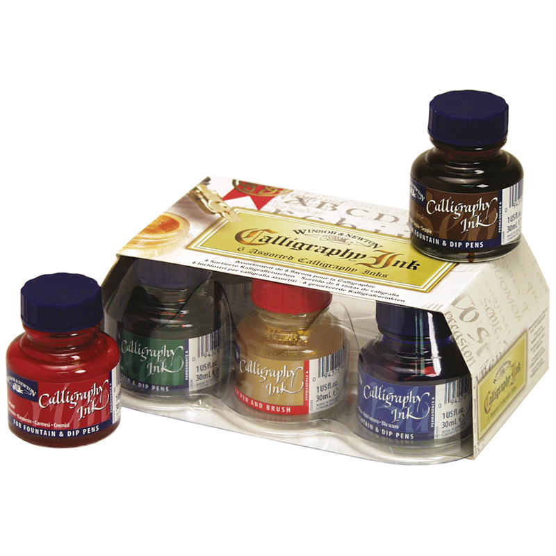 Набор туши художественной Winsor&Newton для каллиграфии, 6цв, 30мл