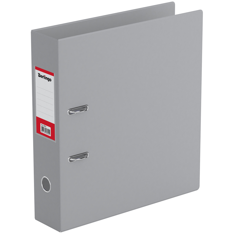 Папка-регистратор Berlingo, 70мм, ПВХ, с карманом на корешке, серая
