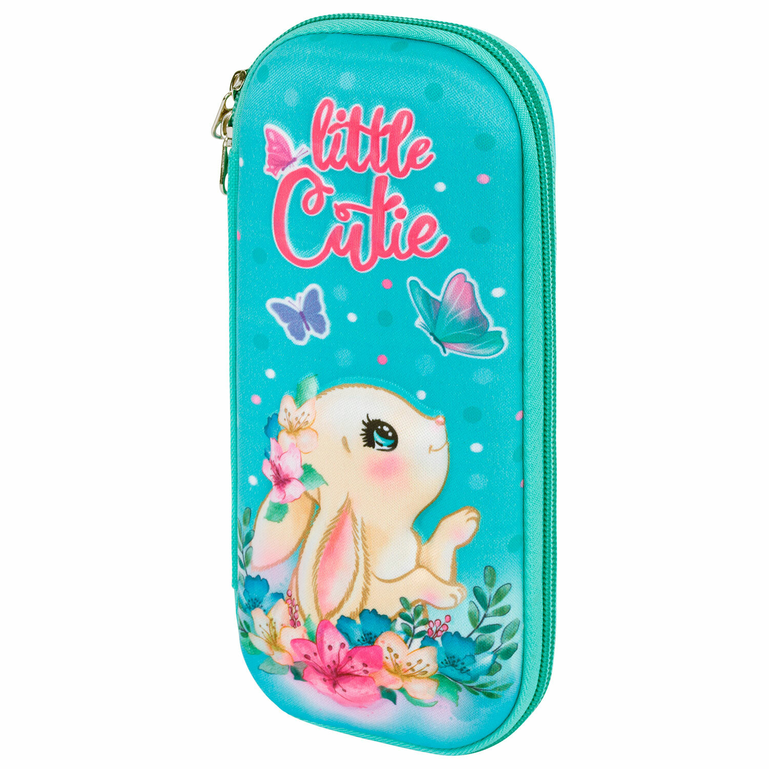 Пенал ЮНЛАНДИЯ, 1 отделение, карман, полиэстер/EVA, 22х10х5 см, "Pretty bunny"