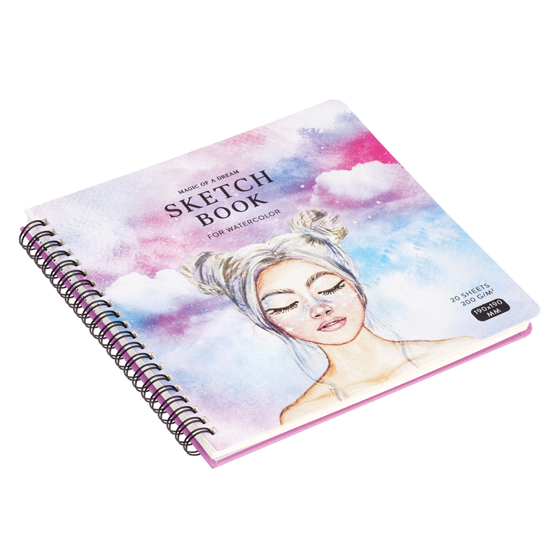 Скетчбук для акварели 20л. 190*190 на гребне Greenwich Line "Dreams in clouds", 200 г/м2
