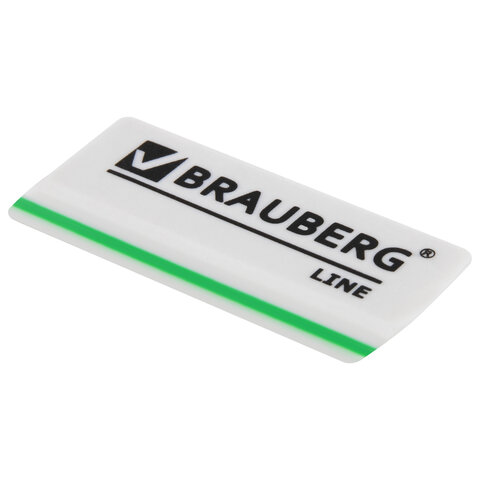 Ластик BRAUBERG "Line", 57х18х8 мм, белый, прямоугольный, скошенные края, 