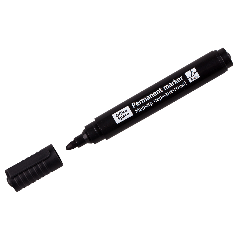 Маркер перманентный черный 3мм OfficeSpace  8004А  1/12