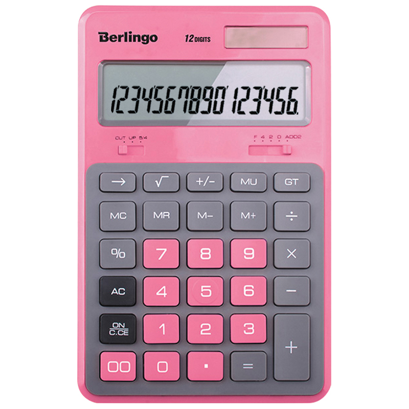Калькулятор настольный 12 разр Berlingo Hyper 2-е питание розовый 171*108*12
