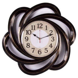 4722-002(10) Часы настенные круг ажурный d=45,5см корпус черный с медью "Классика    Рубин"