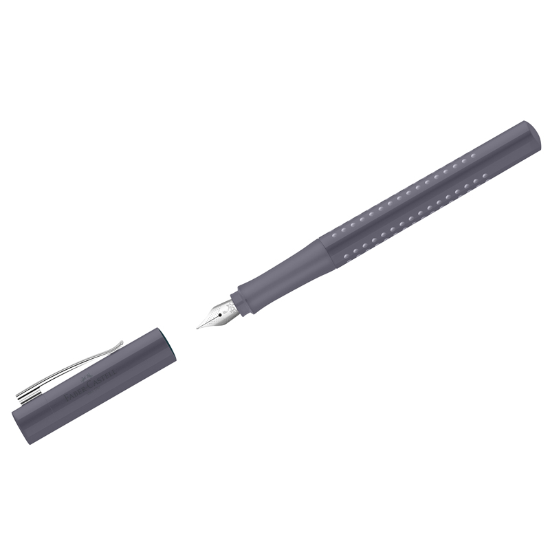 Ручка перьевая FABER-CASTELL Grip 2010, синяя, 0,6мм, трехгран, корпус бархатный серый