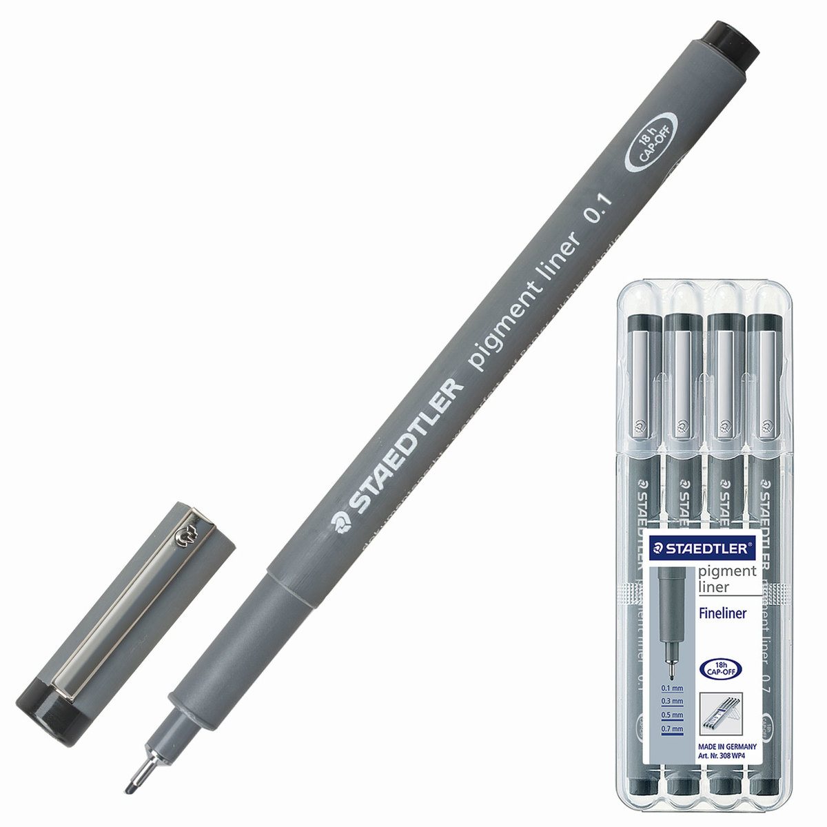 Набор капиллярных ручек 4шт STAEDTLER 0,1/0,3/0,5/0,7