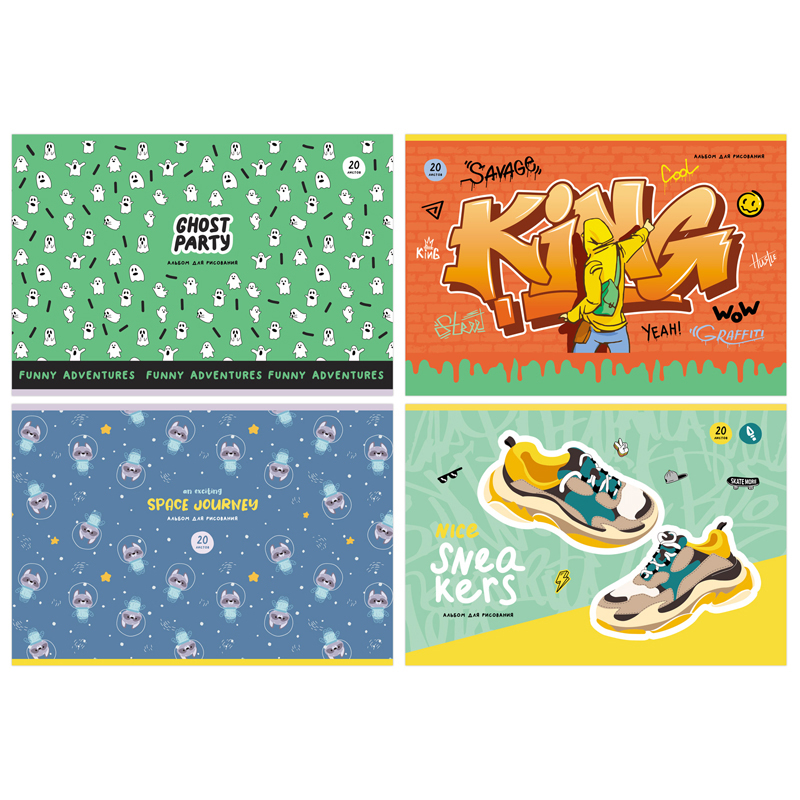 Альбом для рисования 20л А4 скрепка BG "Mix. Универсальный"