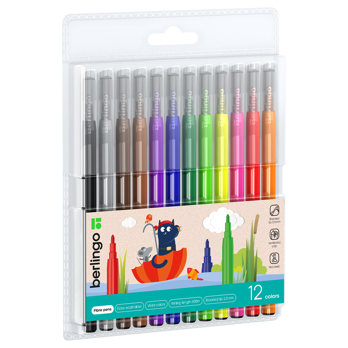 Фломастеры 12цв Berlingo Жил-был кот смываемые, блистер