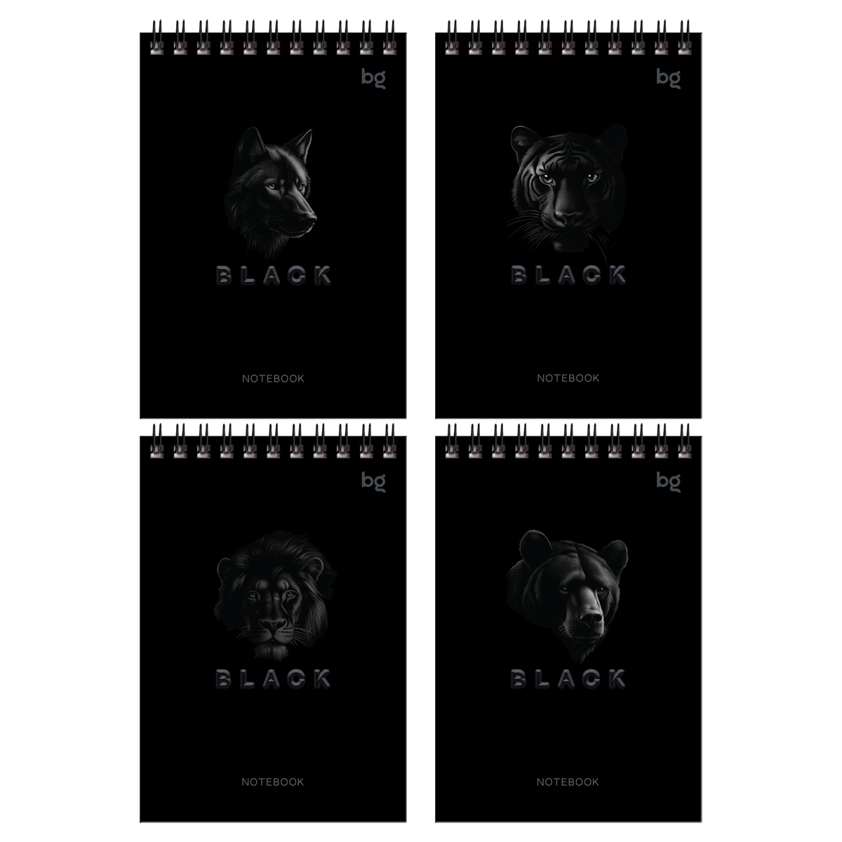 Блокнот А6 60л гребень BG "Just black"