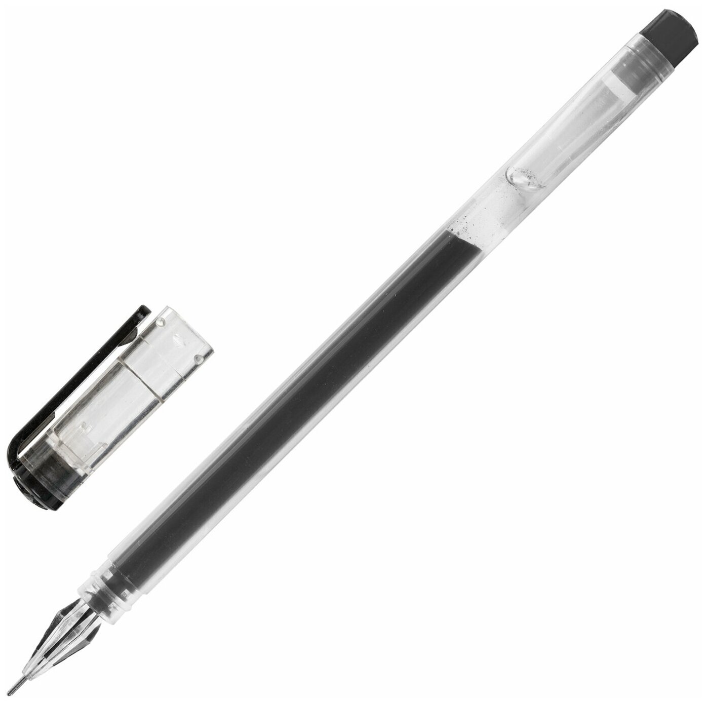 Ручка гелевая черная STAFF "BRILLIANCE" длина письма 1000 м, игольчатый узел 0,5 мм, линия письма 