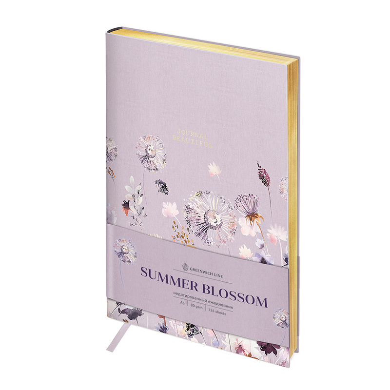 Ежедневник недатир. A5, 136л, кожзам, Greenwich Line "Vision.  Summer blossom", тон.блок, золот.срез