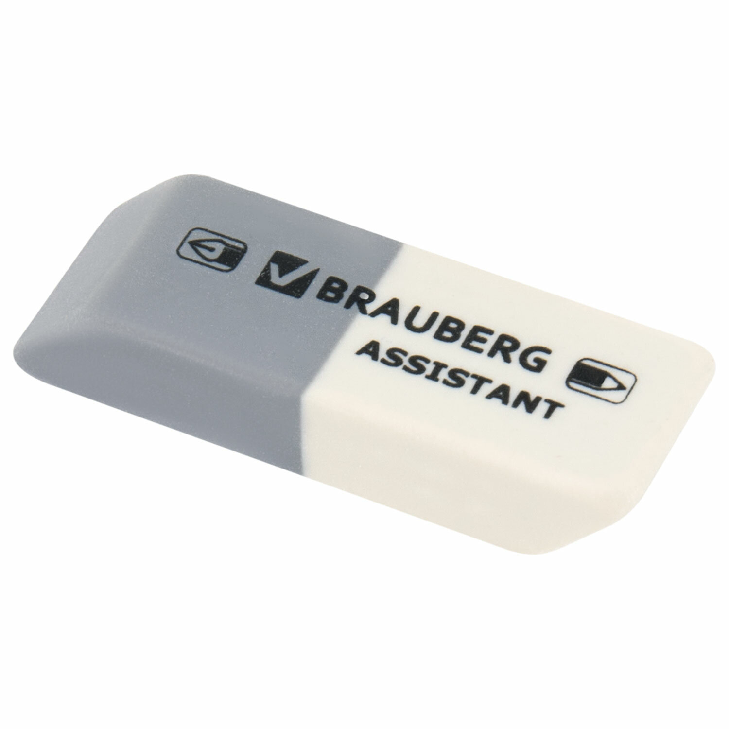 Ластик BRAUBERG 41*14*8мм серо-белый скошенный