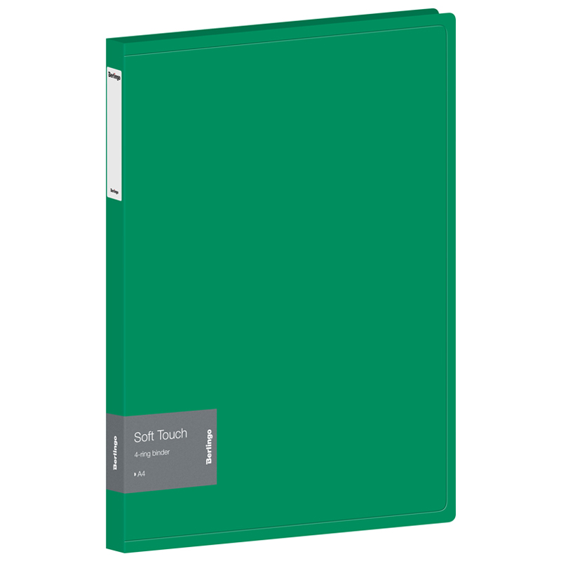 Папка на 4 кольцах А4 Berlingo "Soft Touch", 24мм, 700мкм, зеленая, D-кольца, с внутр. карманом