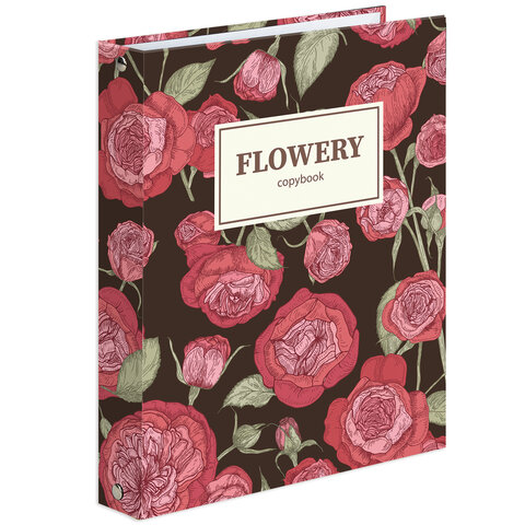 Тетрадь на кольцах А5 BRAUBERG, "Flowers"160 л., твердый картон, клетка, 