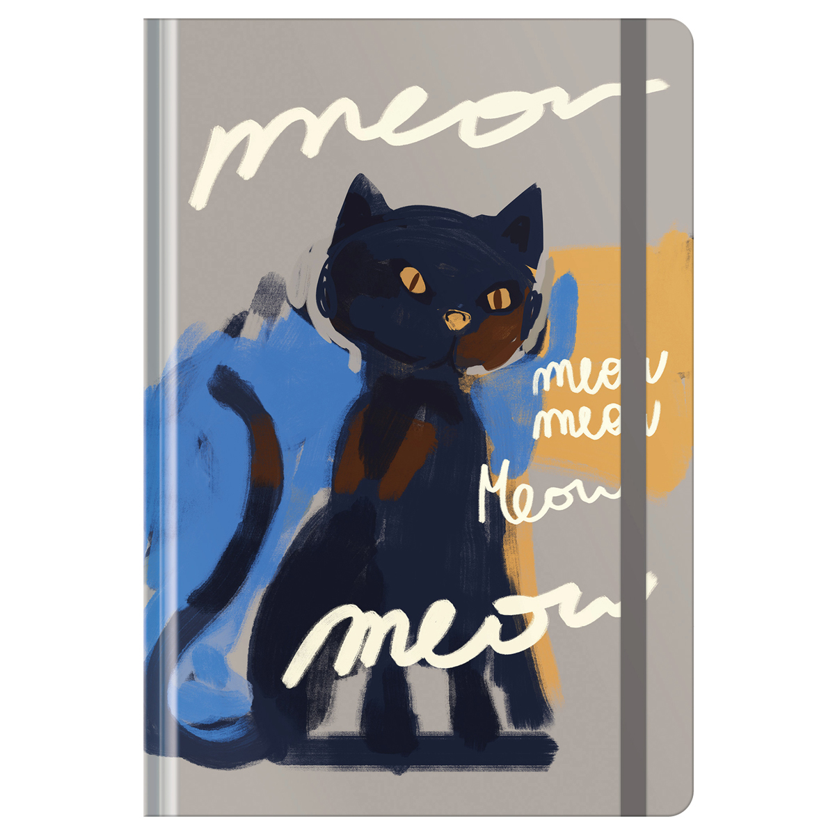 Ежедневник недатированный А5, 128л., 7БЦ "Meow-meow", soft-touch ламинация, на резинке