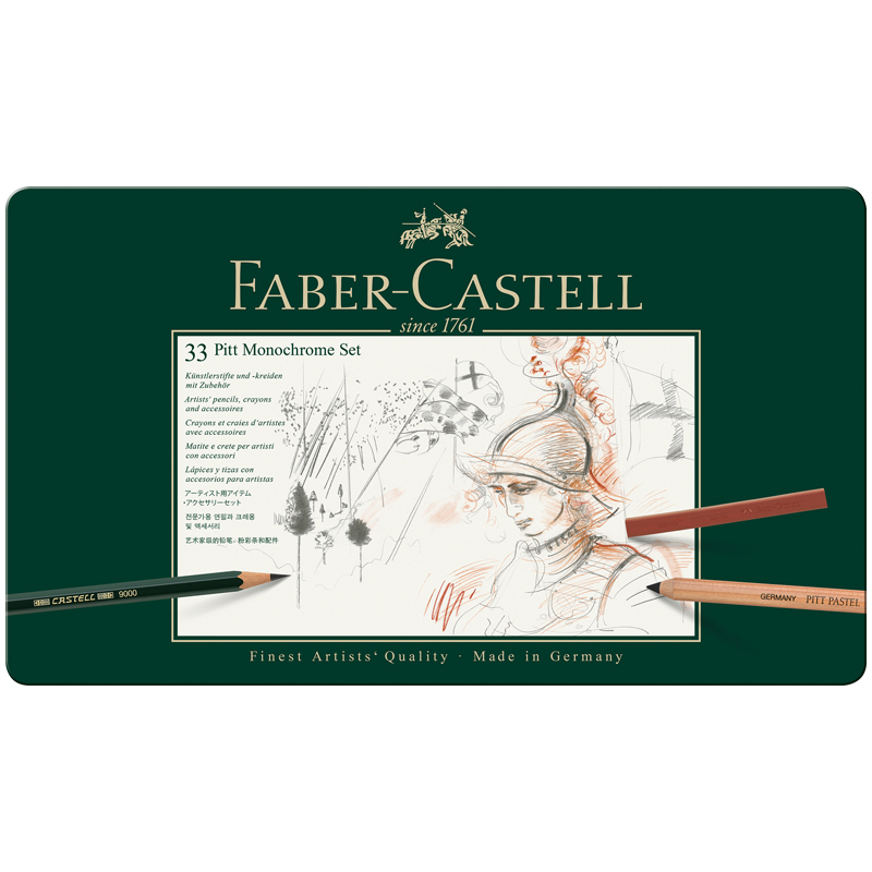 Набор художественный Faber-Castell "Pitt Monochrome", 33 предмета, метал. кор.