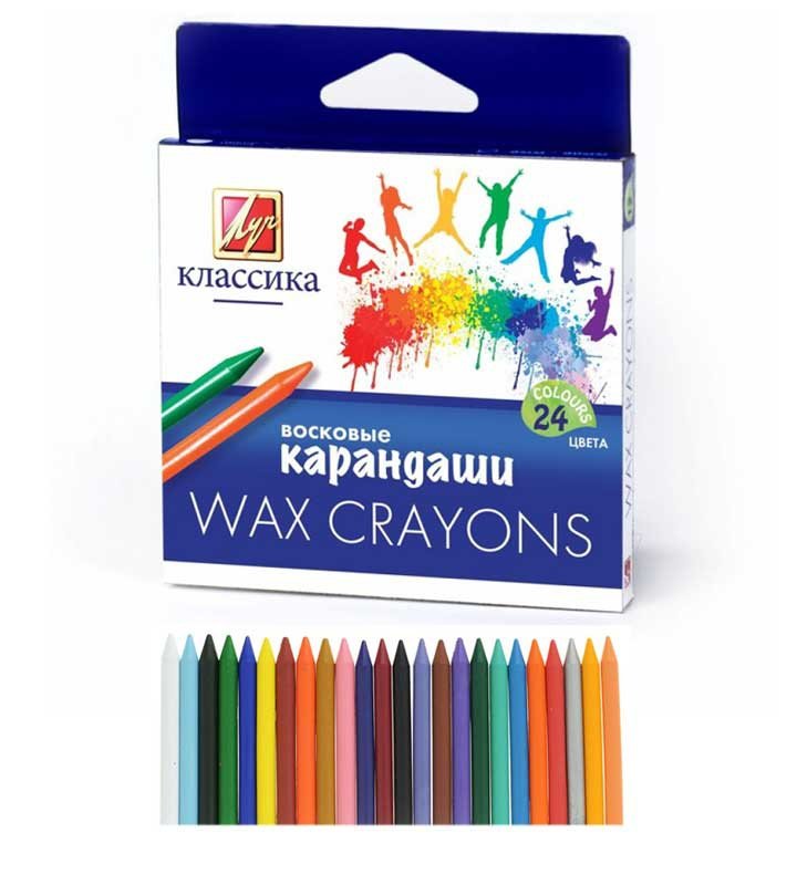 Восковые карандаши. Карандаши восковые Crayons 24 цв. Мелки восковые 