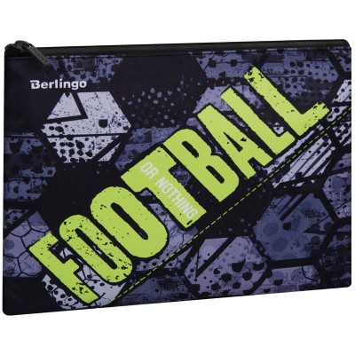 Папка текстильная 1 отделение, А5 Berlingo "Football or nothing", 260*205мм, полиэстер, на молнии FB