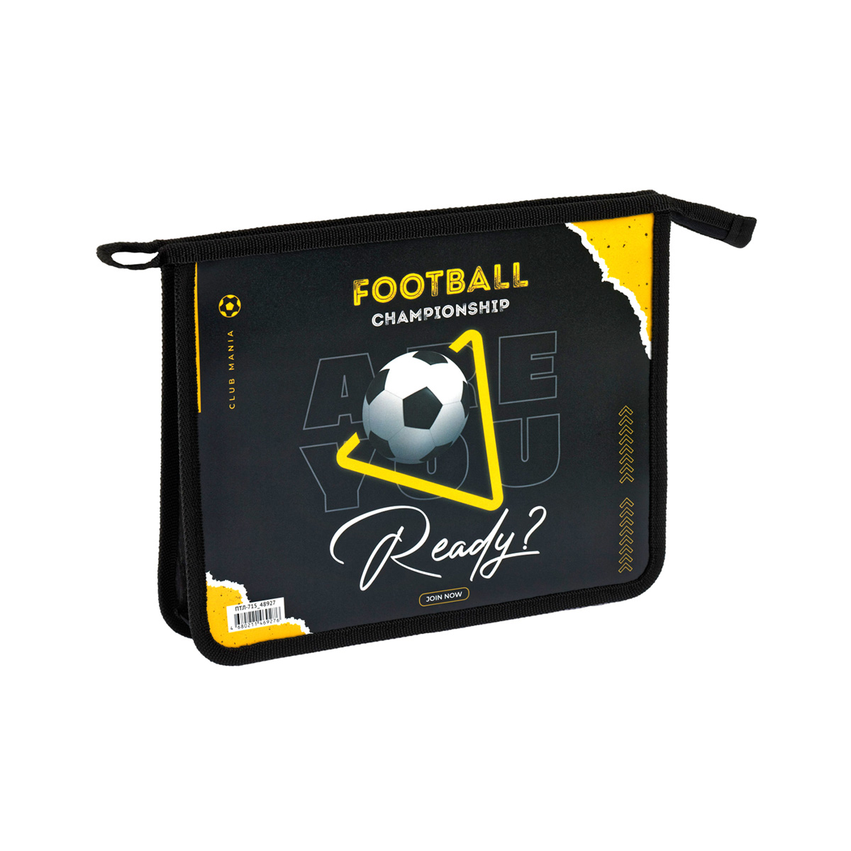 Папка для тетрадей 1 отделение, А5, ArtSpace "Football", 240*190*40мм, пластик, на молнии