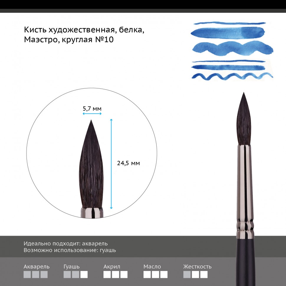 Кисть Белка круглая №10 Гамма "Маэстро"