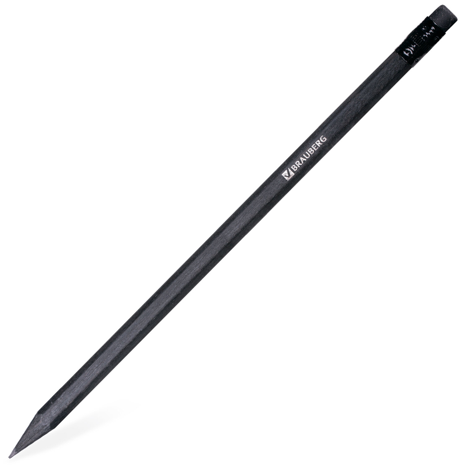 Карандаш ч/графит BRAUBERG Black Jack HB черный с ластиком