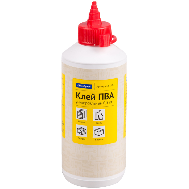 Клей ПВА 0,5кг OfficeSpace универсальный с дозатором