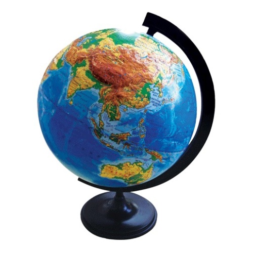 Глобус физический рельефный d=32см Глобусный мир на круглой подставке