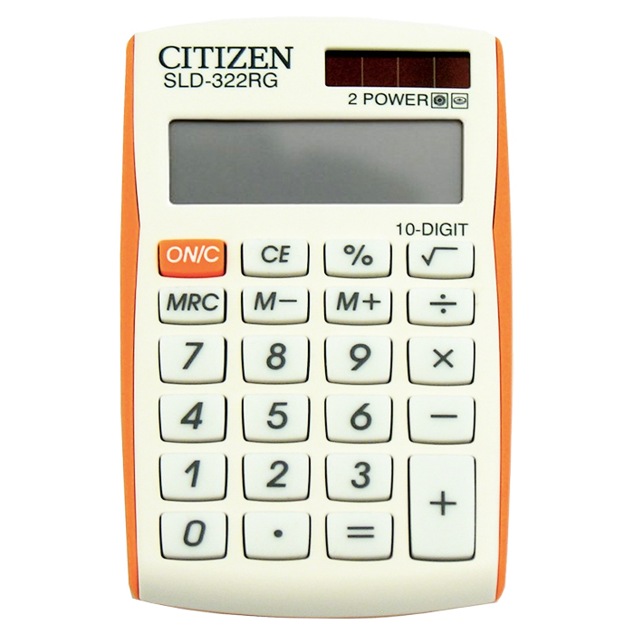 Калькулятор 10 разр CITIZEN 2-е питание бело-оранж
