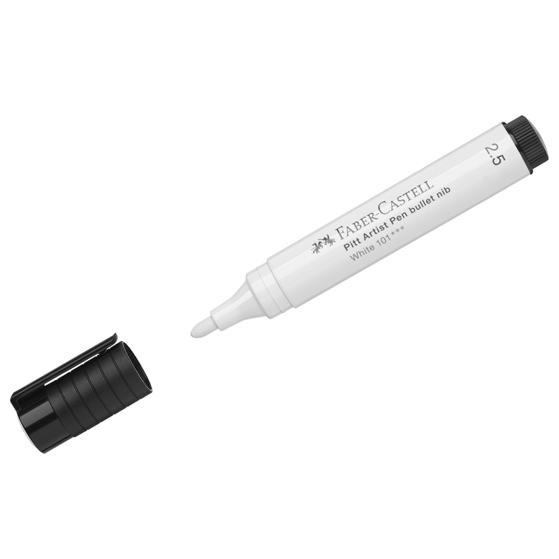 Ручка капиллярная Faber-Castell "Pitt Artist Pen Bullet Nib" белый, 2,5мм