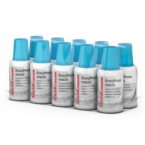 Корректирующая жидкость с кисточкой ErichKrause EasyMask Aqua, на водной основе, 20г