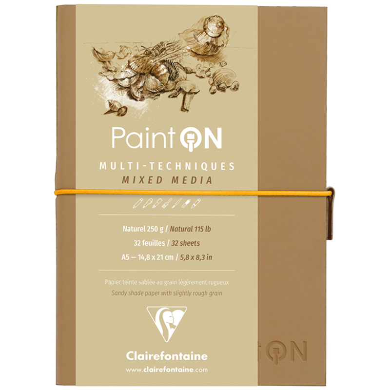 Скетчбук для смешанных техник 32л., А5 Clairefontaine "Paint ON", на сшивке, 250г/м2, легкое зерно, 