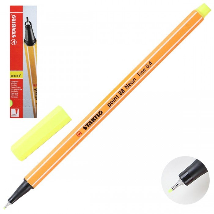 Ручка капиллярная STABILO Point 88 желтая 0,4мм 