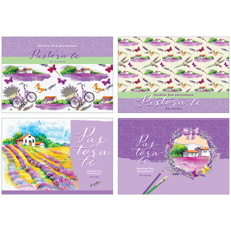 Альбом для рисования 24л А4 скрепка BG "Pastorale"