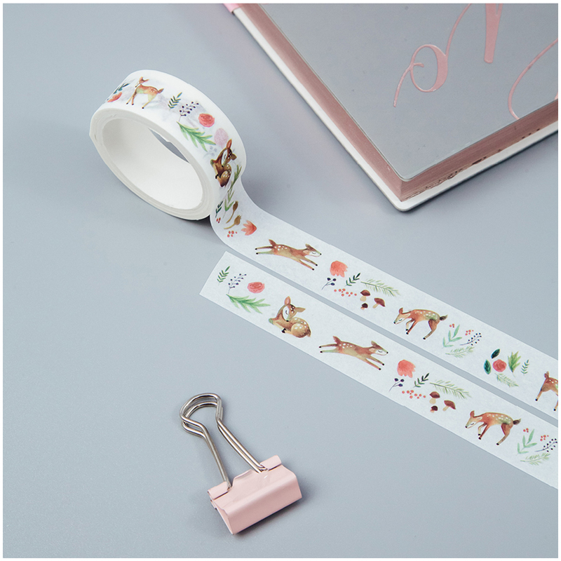 Клейкая лента декоративная MESHU "Cute deer", 1,5 см*3м