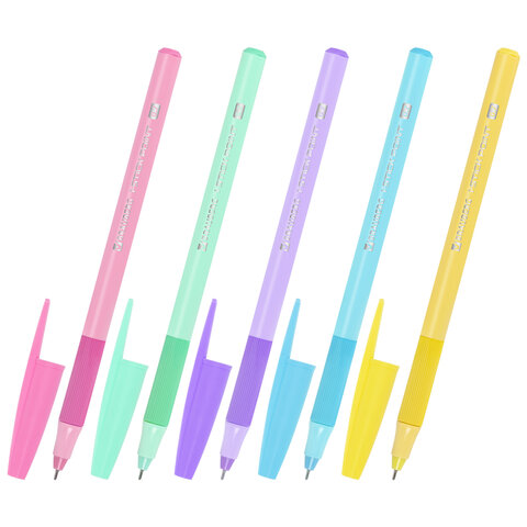 Ручка шариковая синяя BRAUBERG "i-STICK POINT PASTEL" корпус ассорти, игольчатый узел 0,7 с грипом 