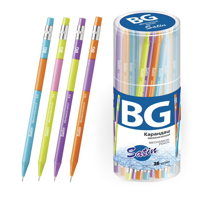 Карандаш механический 0,5мм BG "Satin" HB, ассорти Карандаш механический 0,5мм BG "Satin" HB, ассорти