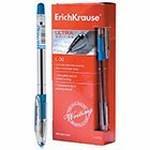 Ручка шариковая синяя ErichKrause 0,7мм ULTRA WRITING L-30 иг.стерж резин.упор масл. 140мм  1/12