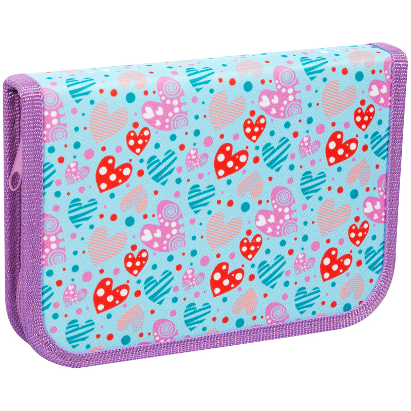 Пенал 1отд ART SPACE Сердца ткань 