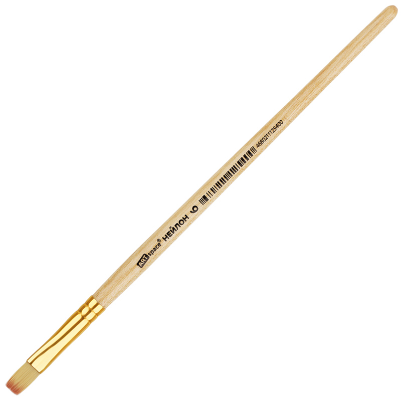 Кисть НЕЙЛОН плоская №6 ArtSpace европодвес 1/10