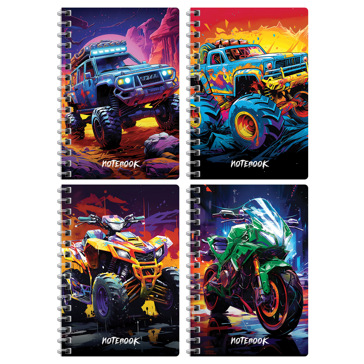 Записная книжка А6 80л на гребне BG "Bright cars"