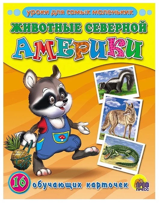 Карточки обучающие ЖИВОТНЫЕ СЕВЕРНОЙ АМЕРИКИ 16шт