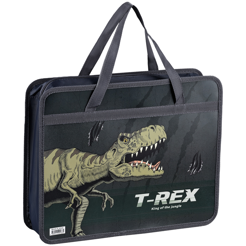 Папка с ручками А4 ArtSpace "T-Rex", пластик, на молнии, 80мм